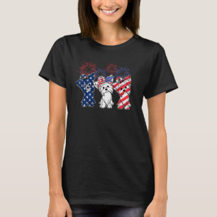 Funny Cute Yorkshire Terrier Dog American Flag 4th T-Shirt
