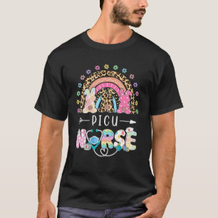 Funny Cutest Bunnies PICU Nurse Life Easter Rainbo T-Shirt