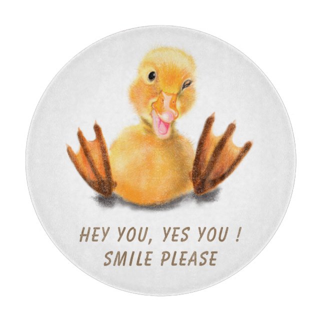 Funny Cutting Board Playful Duck - Custom Text (Front)