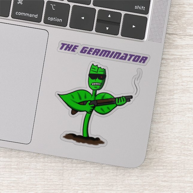 Funny cyborg germinator plant cartoon (Detail)