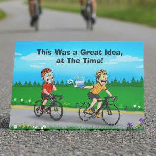 Funny Cycling Birthday Cake Chaos Bicycle Riders Card