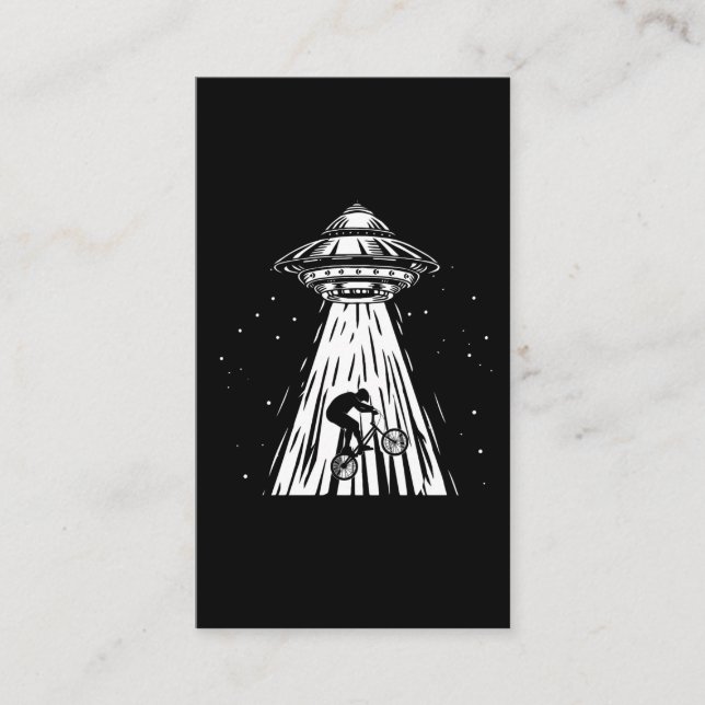Funny Cycling bmx Alien Ufo Biker Abduction Business Card (Front)