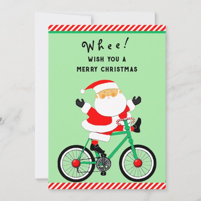 Funny Cycling Cyclist Christmas Holiday Card (Front)