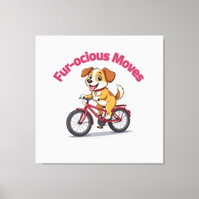 **Funny Cycling Dog – Cute Dog Riding a Bicycle Il Canvas Print (Front)