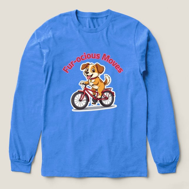 **Funny Cycling Dog – Cute Dog Riding a Bicycle Il Tri-Blend Shirt (Design Front)