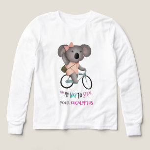 Funny Cycling Girl Koala Pink Quote Long Sleeve T-