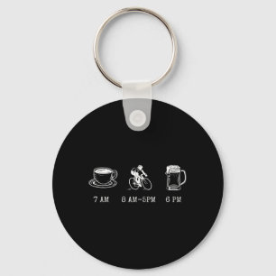 Funny Cycling Humour Quote Coffee Ride Beer Biking Key Ring