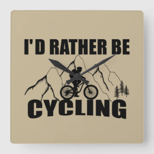 Funny cycling quote square wall clock