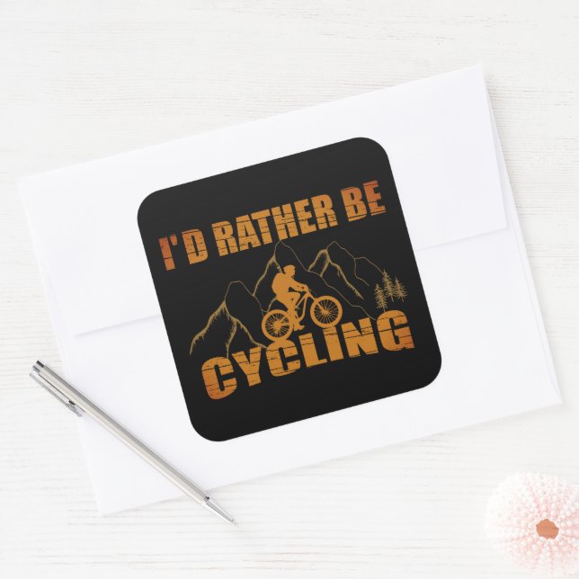 Funny cycling quotes square sticker (Envelope)