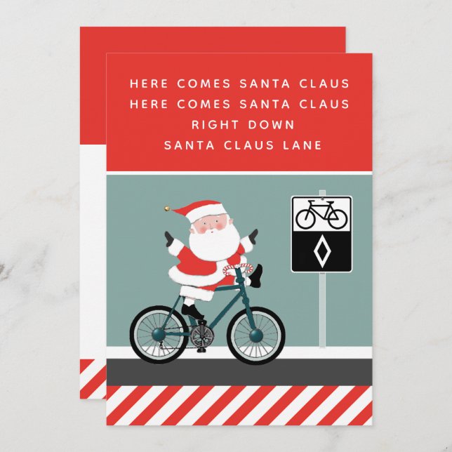 Funny Cyclist Biking Holiday Card (Front/Back)