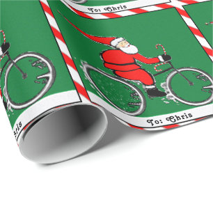 Funny Cyclist Holiday Gift Wrapping Paper