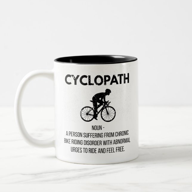 Funny Cycopath Cycling Definition Gift, Biking Dad Two-Tone Coffee Mug (Left)