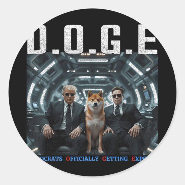 Funny D.o.g.e Doge Democrats Officially Getting Ex Classic Round Sticker (Front)