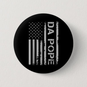 Funny Da Pope Catholic Humour Vintage America Flag 6 Cm Round Badge