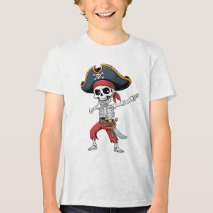 Funny Dab Dabbing Skeleton Pirate Spooky Halloween Tri-Blend Shirt