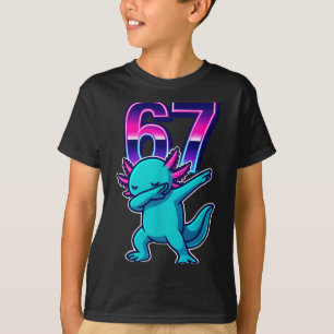 Funny Dabbing Axolotl 67 Meme Retro 80s Girls Boys T-Shirt