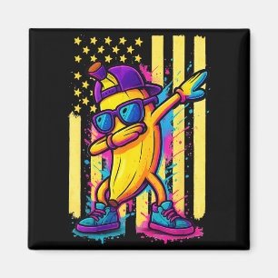 Funny Dabbing Banana Patriotic American Flag Magnet