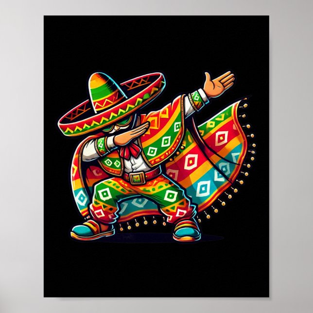 Funny Dabbing Boys Mexican Poncho Cinco De Mayo  Poster (Front)