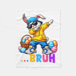 Funny Dabbing Bunny Bruh Happy Easter Shirts for Fleece Blanket