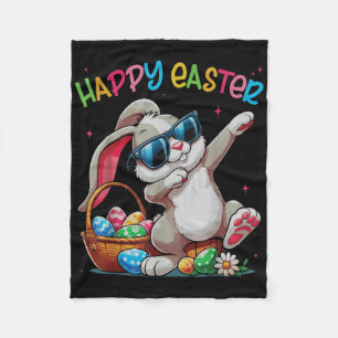 Funny Dabbing Bunny Easter Happy Easter For Boys G Fleece Blanket