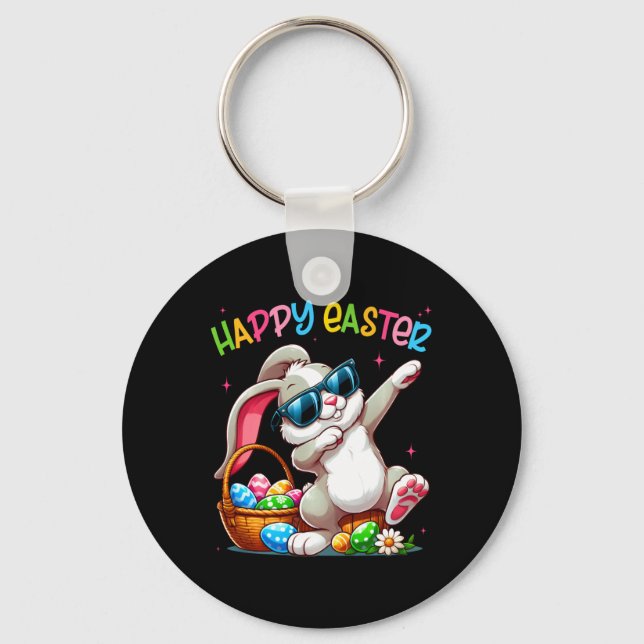 Funny Dabbing Bunny Easter Happy Easter For Boys G Key Ring (Front)