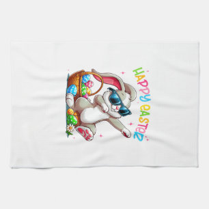Funny Dabbing Bunny Easter Happy Easter for Boys G Tea Towel