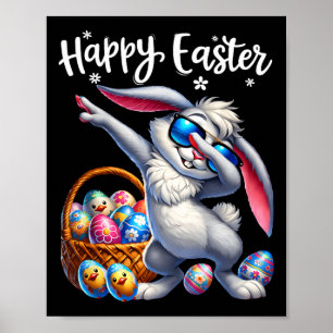 Funny Dabbing Bunny Easter Happy Easter Kids Boys  Poster