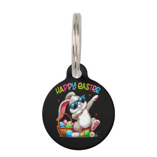 Funny Dabbing Bunny Easter Happy Easter Pet Tag