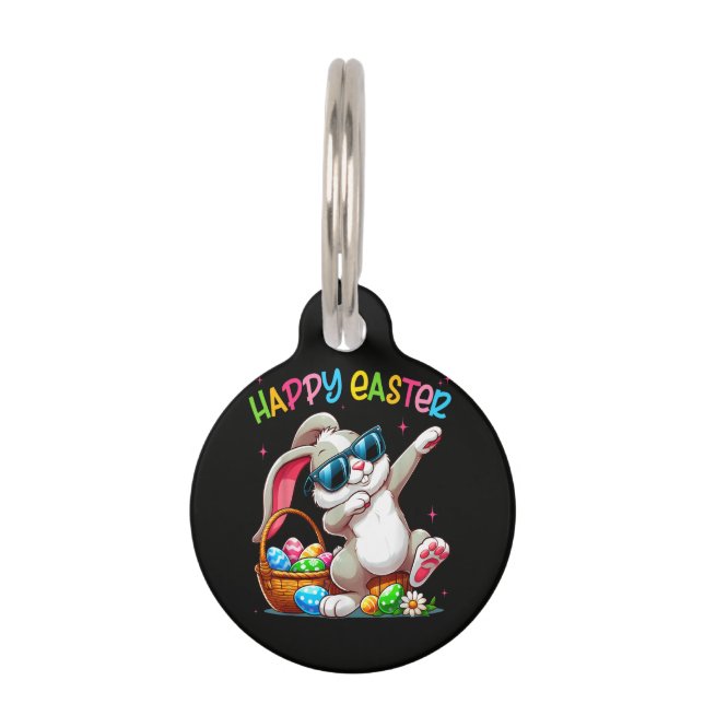 Funny Dabbing Bunny Easter Happy Easter Pet Tag (Front)