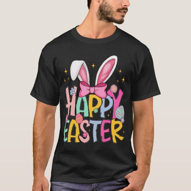 Funny Dabbing Bunny Easter Happy Easter  T-Shirt (Front)