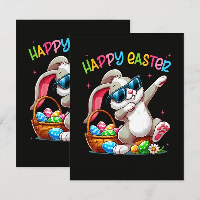 Funny Dabbing Bunny Easter Happy Easter Thank You Card (Front/Back)