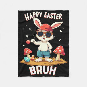 Funny Dabbing Bunny Happy Easter Bruh  Fleece Blanket