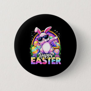 Funny dabbing bunny happy easter sunglasses men 6 cm round badge