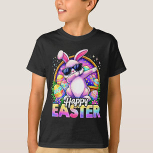 Funny dabbing bunny happy easter sunglasses men T-Shirt