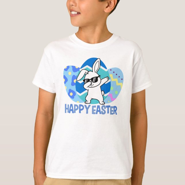Funny Dabbing Bunny Happy Easter T Shirt (Front)