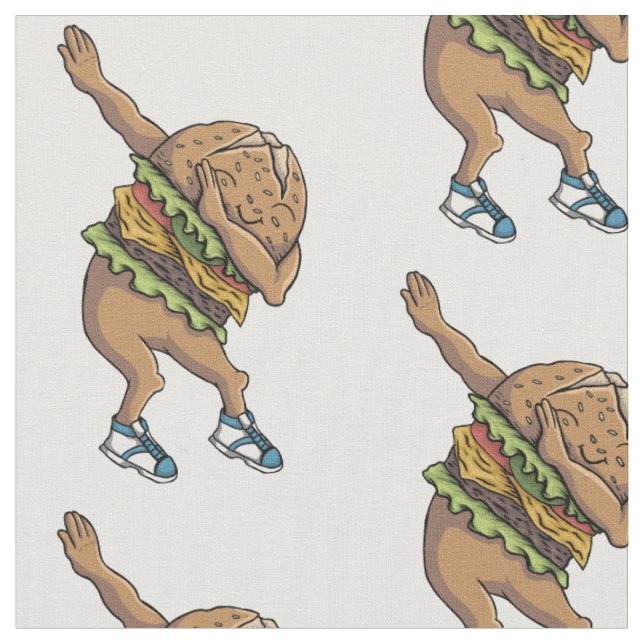 funny dabbing burger fabric (Close Up)