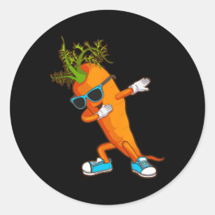Funny Dabbing Carrot Gift Cute Vegetable Lover Men Classic Round Sticker