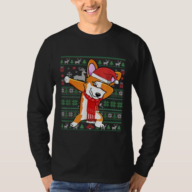 Funny Dabbing Corgi Ugly Xmas Sweater Christmas Co (Front)