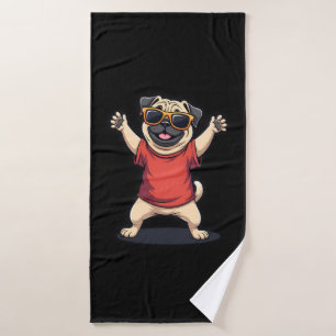 Funny Dabbing Dab Pug Dog Pets Dance Animal Puppy Bath Towel