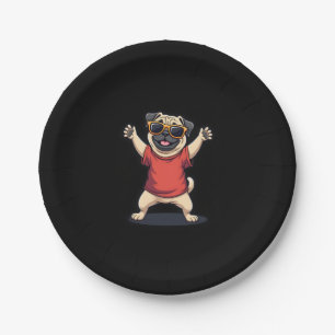 Funny Dabbing Dab Pug Dog Pets Dance Animal Puppy  Paper Plate