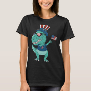 Funny Dabbing Dinosaur 4th July Amerisaurus T Rex  T-Shirt