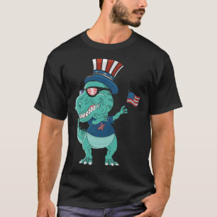 Funny Dabbing Dinosaur 4th July Amerisaurus T Rex  T-Shirt