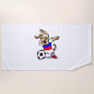 Funny Dabbing Dog Russia Soccer Jersey Russian Foo Beach Towel