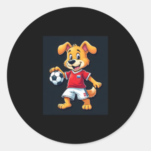 Funny Dabbing Dog Russia Soccer Jersey Russian Foo Classic Round Sticker