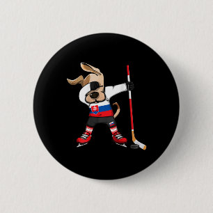 Funny Dabbing Dog Slovakia Ice Hockey Fans Jersey 6 Cm Round Badge