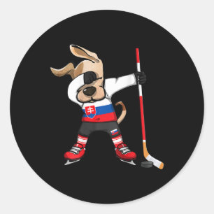 Funny Dabbing Dog Slovakia Ice Hockey Fans Jersey Classic Round Sticker