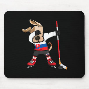 Funny Dabbing Dog Slovakia Ice Hockey Fans Jersey  Mouse Pad