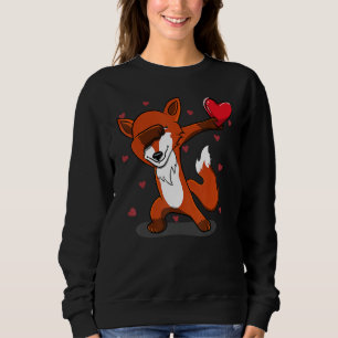 Funny Dabbing Fox Heart Valentine's Day Sweatshirt