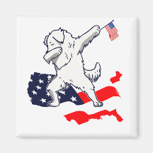 Funny Dabbing Great Pyrenees on American Flag Map
