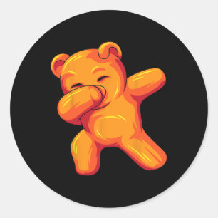 Funny Dabbing Gummy Bear Dancing Gummy Bear Birthd Classic Round Sticker